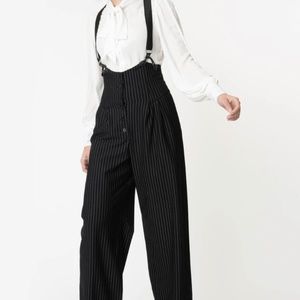 Black and White Pinstripe Suspenders